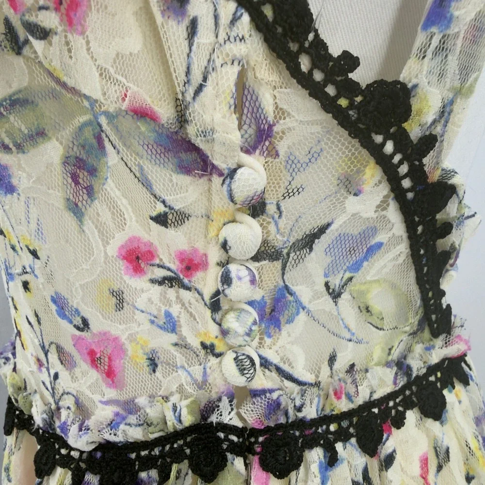 Free People Maxi Dress Spring Garden Lace Open Back Cream 4 Boho Cottagecore